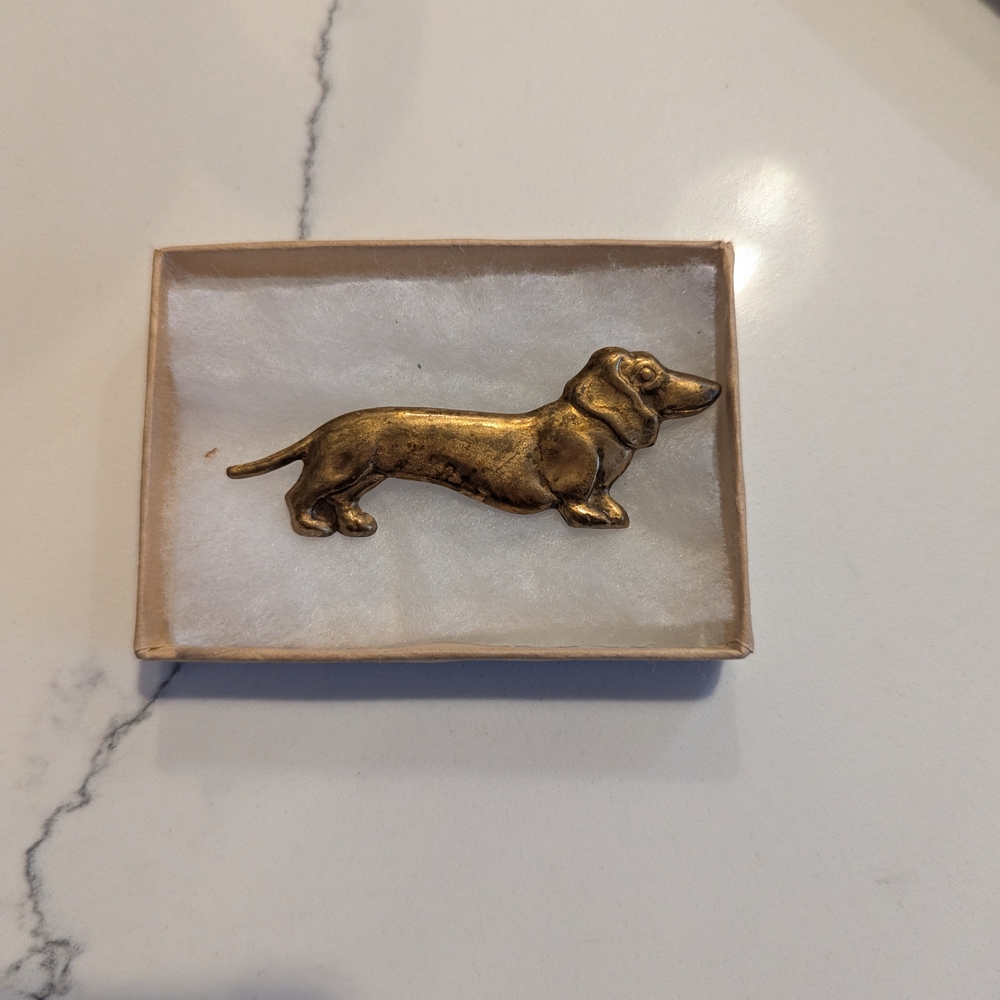 Vintage Brass Dachshund Lapel Pin